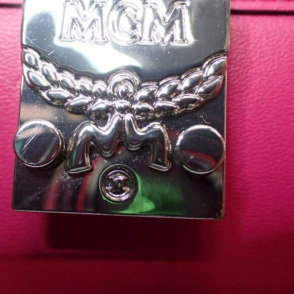 MCM Pink Studded Visetos Flap Wallet - Picture 6 of 8